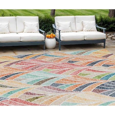 Homeroots 10' X 14' Orange Copper And Gold Geometric Washable Indoor Outdoor Area Rug 589241