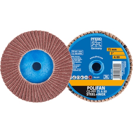 Pferd 3'' POLIFAN Mini Flap Disc - Flat - Aluminum Oxide - 80 Grit 42810