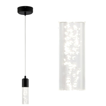 Jonathan Y Bolha 4.75" 1-Light Bubble Acrylic/Iron Modern Minimalist Integrated LED Pendant, Black JYL7221C