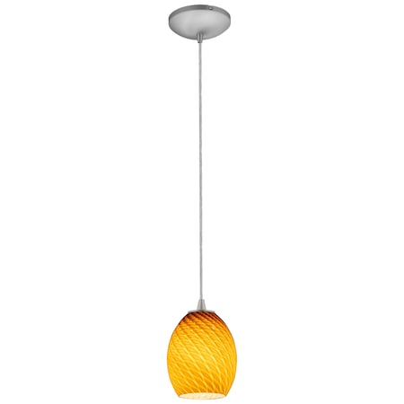 Access Lighting Brandy FireBird, LED Pendant, Brushed Steel Finish, Amber Firebird Glass 28023-3C-BS/AMBFB