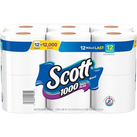 Scott Bathroom Tissue, White, 12 PK KCC10060