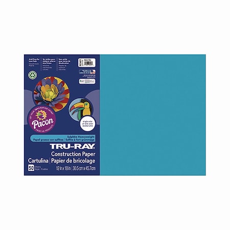 Pacon Tru-Ray Construction Paper, 70 lb Text Weight, 12 x 18, Atomic Blue, 50PK P103401