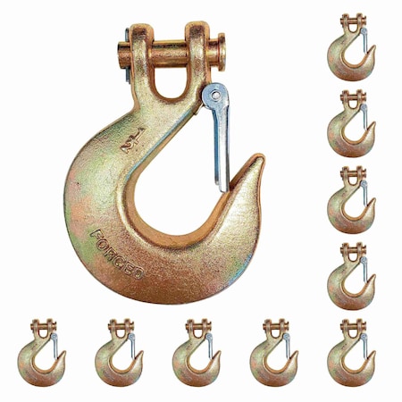 Tie 4 Safe G70 1/2'' Clevis Slip Hooks Tow Chain Hook Flatbed Truck Trailer Tie Down, 10PK FH407-12-10