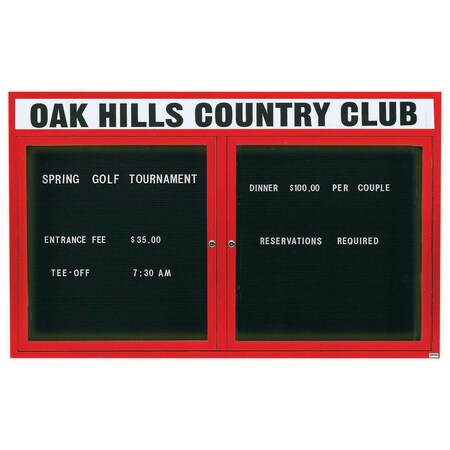 Aarco Illuminated Outdoor Enclosed Directory w/ Al Frame Header, Powder Coated Red, 48''Hx72''W OADC4872HIR