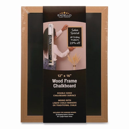 Excello Global Products Chalkboard Sign, Black Surface, Brown Frame, 12 x 16 EGP-HD-0514-S