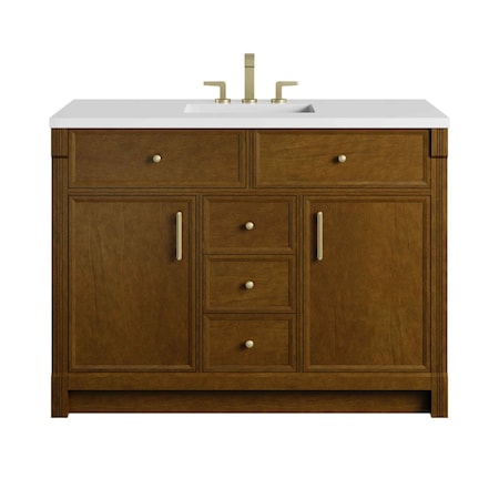 James Martin Vanities Bellshire 48" Single Vanity, Honey Oak w/ 3 CM White Zeus Silestone Top 660-V48-HNO-3WZ