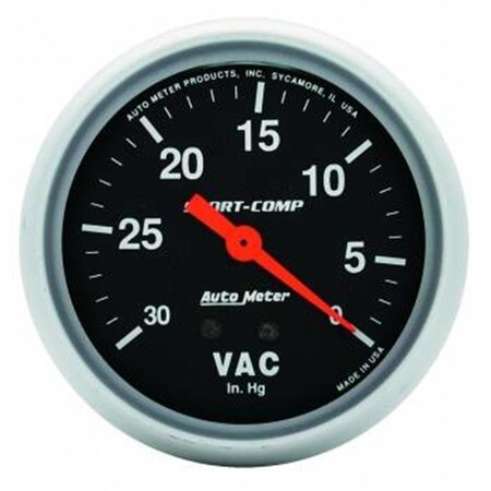 Auto Meter 3484 SportComp Mechanical Vacuum Gauge 2.62 in. ATM3484