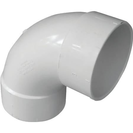 Canplas Sanitary Pipe Elbow, 4 in, Hub, 90 deg Angle, PVC 414164BC