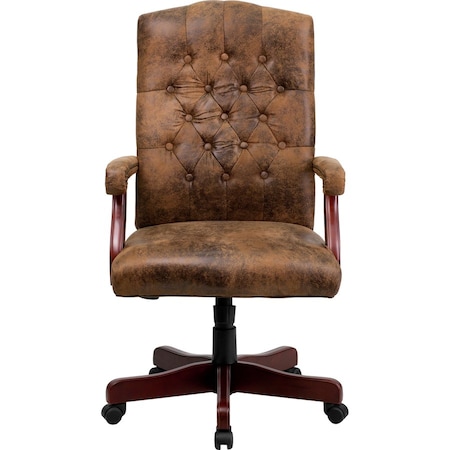 Flash Furniture Executive Chair Brown High Back Exec Chair, Fixed Arms, 19-1/2" to 23" Height 802-BRN-GG