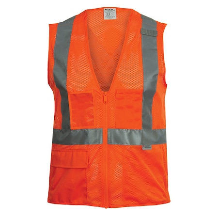 Reflective Apparel ANSI Type R Class 2 Seven Pocket Mesh Breakaway Vest 508ST-OR-MD