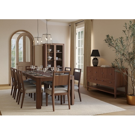 Martin Furniture Mid-Century Modern Wood Kitchen Dining Table with Eight Chairs, Brown IMCU7240KIT9