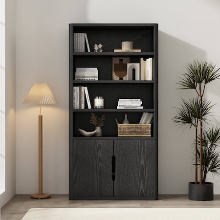 Manhattan Comfort Rivington 40in Bookcase Cabinet in Black BC006-BK