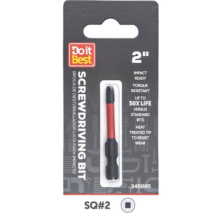 Do It Best 2'' Square No, 2 Impact Ready Screwdriver Bit QJDIB-SC-017