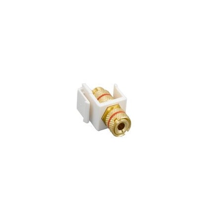 Cable Wholesale Keystone Insert, White, Red Right Channel Banana Plug Binding Post, Banana Plug Female Coupler 323-120RD