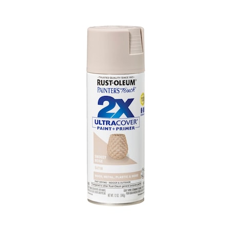 Rust-Oleum Spray Paint, Smokey Beige, Satin, Solvent, 12 Oz 334092