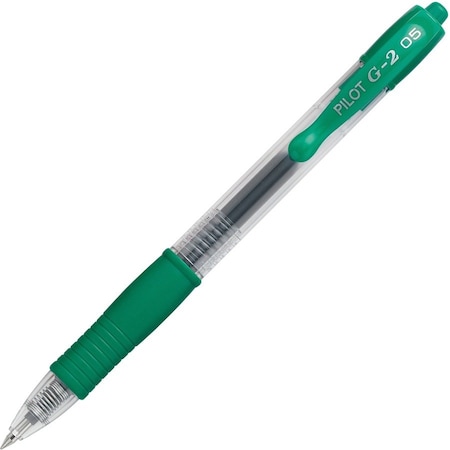 Pilot G2 Gel Retractable Rollerball Pen, Extra Fine, 0.5mm, Green Ink, Dozen 31005