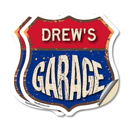 Signmission Drew's Garage, 6 inch X 6 inch, Vinyl Decal, 2PK SHI-D-2PACK-6-383-DREW