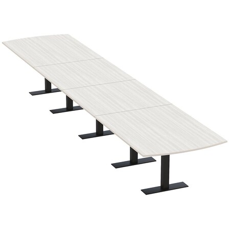 Skutchi Designs 18ft Conference Table W/ Power Unit | 18 Person Modular Arc Rectangle Meeting Table | Harmony Series HAR-AREC-48X216-T.BK-WA7976-NA
