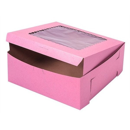Nashville Wraps 10x10x4 Pink Window Cake Box, 1-piece Lock Corner, 100PK BBPKW10104