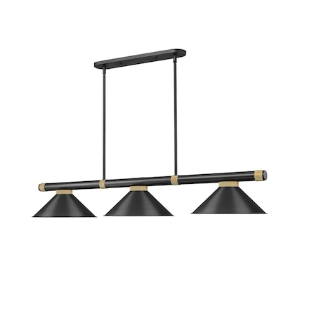 Z-Lite Vanguard Matte Black + Rubbed Brass 3 Light Billiard 3050-3MB-RB-MB15