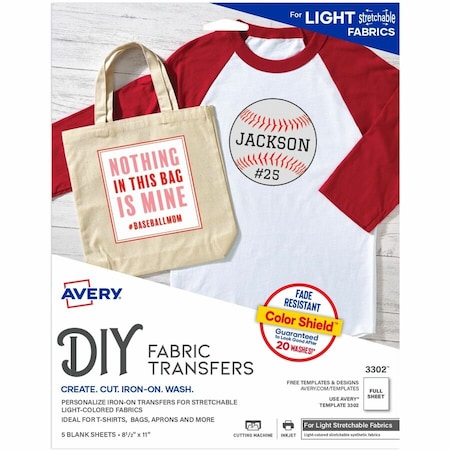 Avery Stretchable Heat Transfer Paper for Ligh 3302