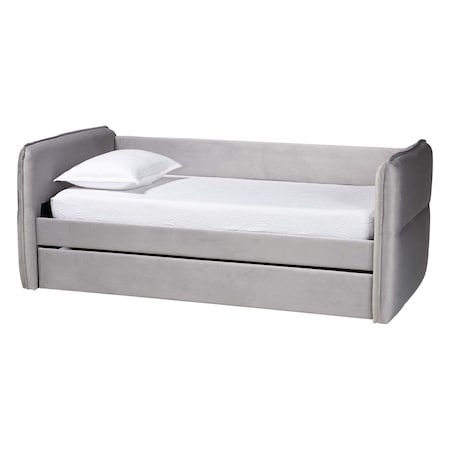 Baxton Studio Finch Modern Light Grey Velvet Fabric Twin Size Daybed with Trundle 250-13776-ZORO