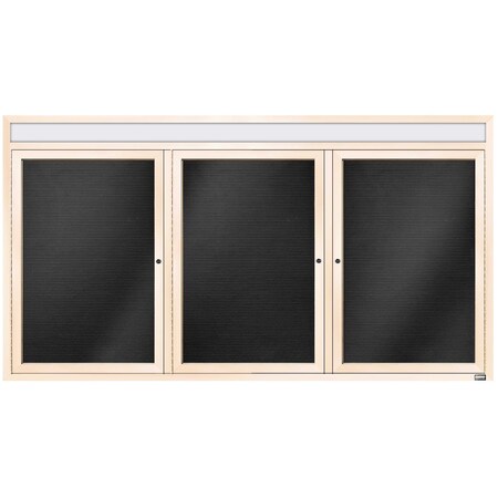 Aarco Enclosed Letter Board Directory w/ Powder Coated Ivory Al Frame and Header, 36''Hx72''W, 3 Doors ADC3672-3HIV