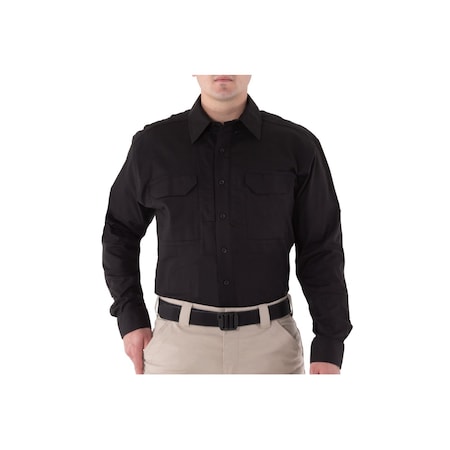 First Tactical Long Sleeve Shirt, 35% Cotton, 65% Polyester, Button, 4 Pocket(s), Black, 4XL 111006