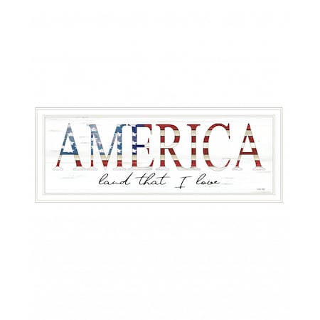 America Land that I Love Flag Print White Framed Print Wall Art