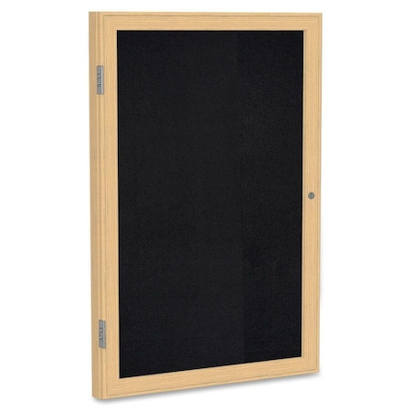Ghent Enclosed Rubber Bulletin Board 24"x18" PW12418TR-BK