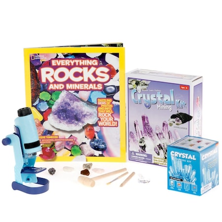 Amscope Kid's Natural Gemstone Adventurer Set featuring 60X-120X Portable LED Handheld Microscope, Ultimate KVB-GEM-612-ADV