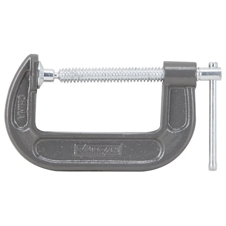 Vulcan C-Clamp, 4 in Max Opening Size, 1-3/4 in D Throat, Steel Body, Gray Body JL27363
