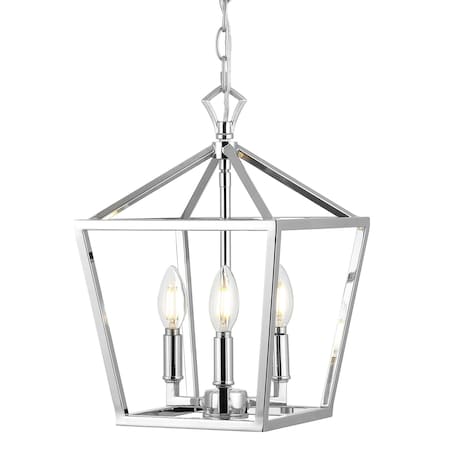 Jonathan Y Ojai 10" 3-Light Iron Classic Modern Pagoda LED Pendant Lantern, Chrome JYL7601C