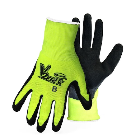 Boss Boss V2 Flexi Grip Men's Indoor/Outdoor Hi-Viz Work Gloves Black/High-Vis Green S 1 pair B31282-S
