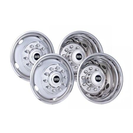 Pacific Dual Fits 19-1/2" - 10 Lug, 5 Vent Holes Wheel, Polished, Stainless Steel, Set Of 4 44-1950