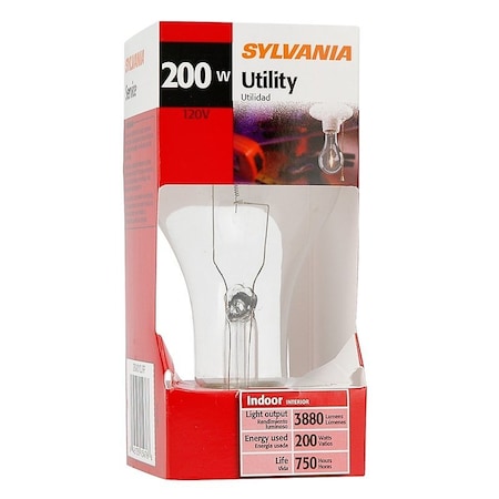 Sylvania Incandescent Lamp, 200 W, A21 Lamp, Medium Lamp Base, 3880 Lumens, 2850 K Color Temp, 750 hr Average Life 15476