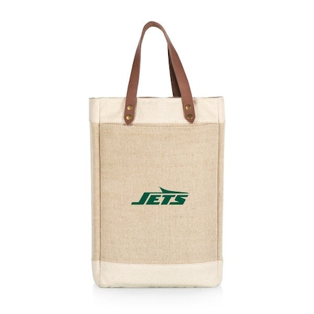 Picnic Time Family Of Brands New York Jets - Pinot Jute 2 Bottle Insulated Wine Bag, (Beige) 539-02-187-224-2
