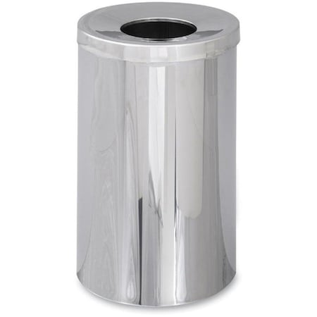 Safco 35 gal. Puncture-Resistant Steel Round Trash Can, Silver 9695