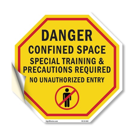 Signmission Danger Confined Space Special Train, 18 Inch X 18 Inch, Vinyl Decal OC-D-18-44
