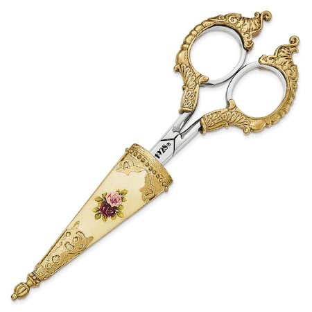 1928 Jewelry 1928  Small Gold-Tone Floral Manor House Scissors BF178