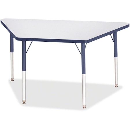 Jonti-Craft Berries Trapezoid Activity Tables, 24 in. x 48 in., A-height, Freckled Gray/Navy/Gray 6438JCA112