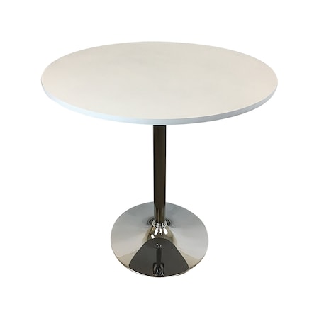 Homeroots 36" Black and Silver Wood and Metal Pedestal Base Round Top Dining Table 555181