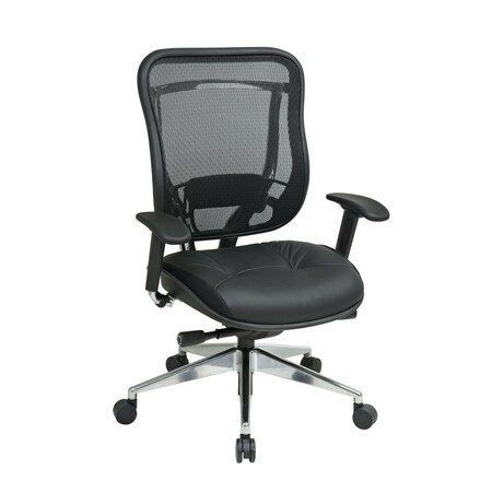 Space Seating 818A Series Big & Tall Executive High Back Chair with Genuine Leather Seat, Black 818A-41P9C1A8