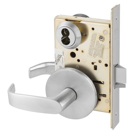 Sargent Office or Entry Mortise Lock, L Rose, L Lever, SFIC Prep Less Core, Satin Chrome 70-8205 LL 26D