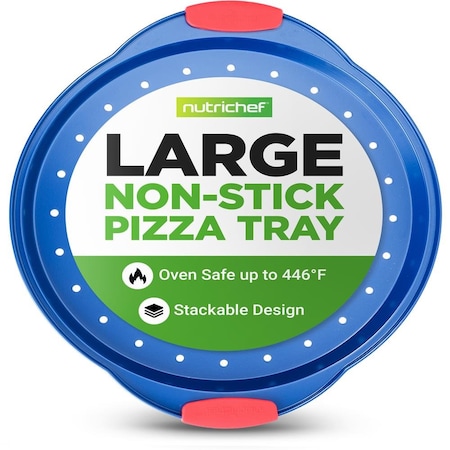 Nutrichef 13-Inch Nonstick Pizza Tray, Blue BKNCSBSBL8PIZZAP