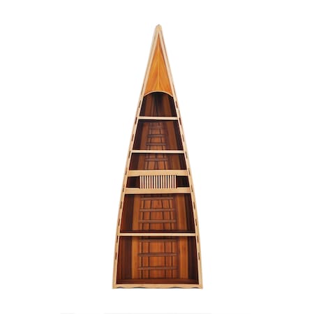 Homeroots 21" Wood Brown Solid Wood Six Tier Boat Bookcase 364286