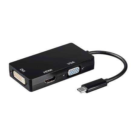 Monoprice USB Type-C to 4K HDMI_ Single Link DVI_ and VGA Passive Adapter_ Black 21607