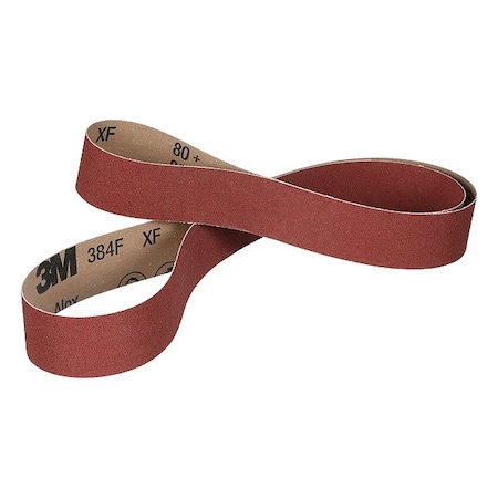 3M Sanding Belt, 3 in W, 132 in L, Coated, Aluminum Oxide, 80 Grit, Not Applicable, 384F, Maroon 7010364005