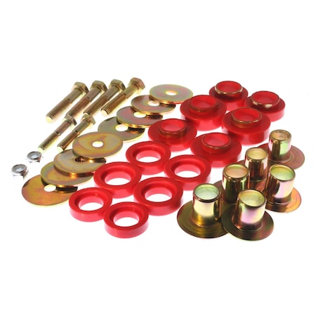 Energy Suspension Body Mount Bushings, Complete Set; Red; Polyurethane 3.4142R