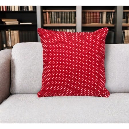 Homeroots 18" Red and White Cotton Reversible Throw Pillow 529292